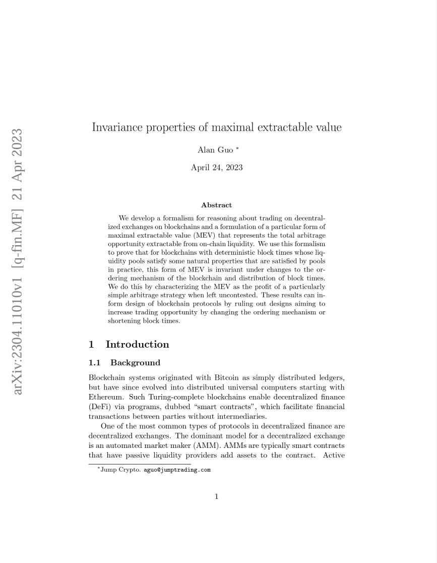 Invariance Properties of Maximal Extractable Value