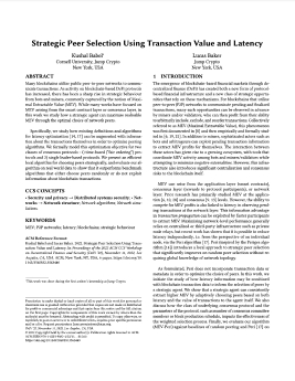 Strategic Peer Selection Using Transaction Value and Latency