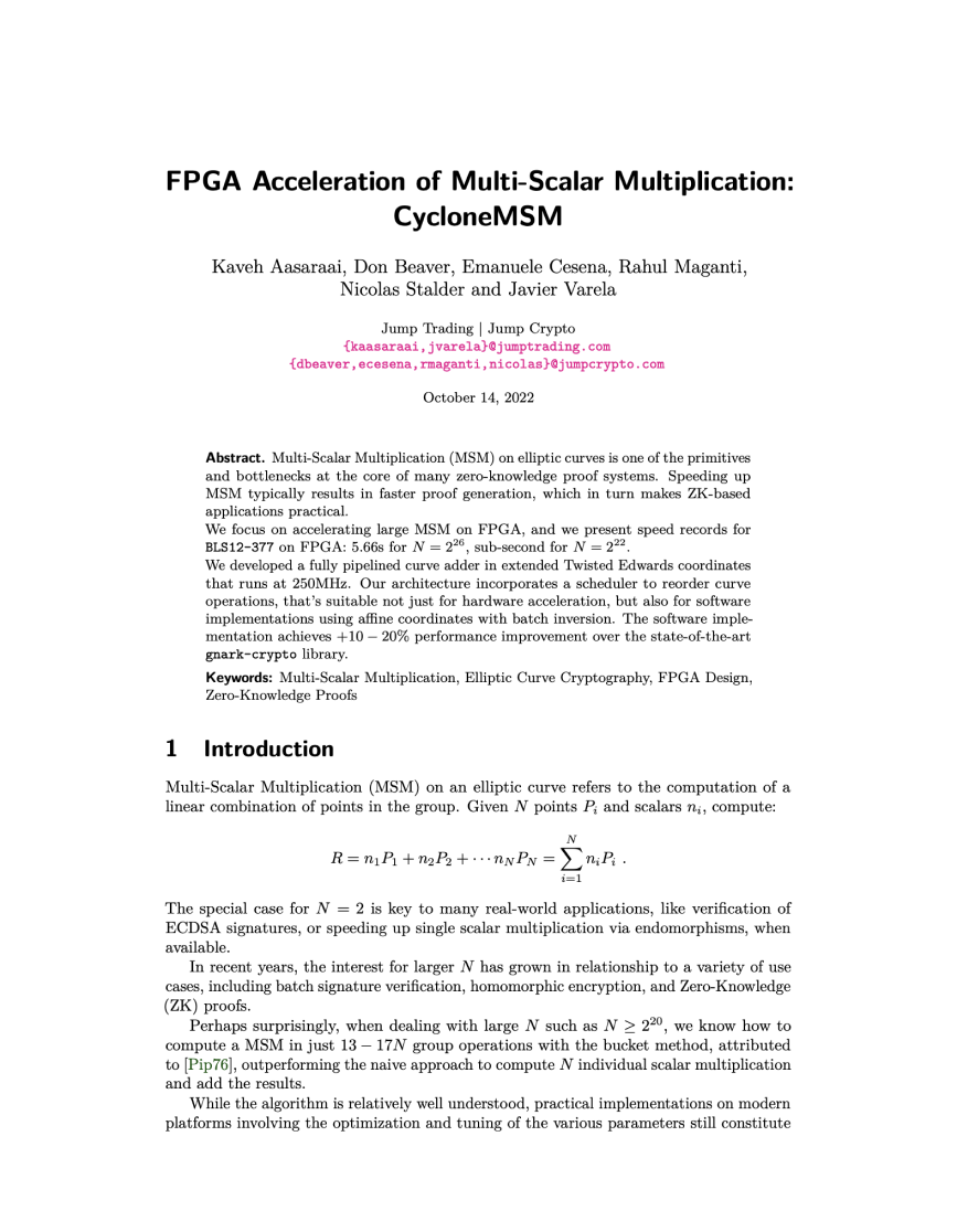 FPGA Acceleration of Multi-Scalar Multiplication: CycloneMSM